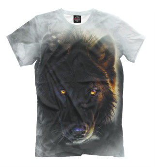 Мужская футболка Волк в дыму