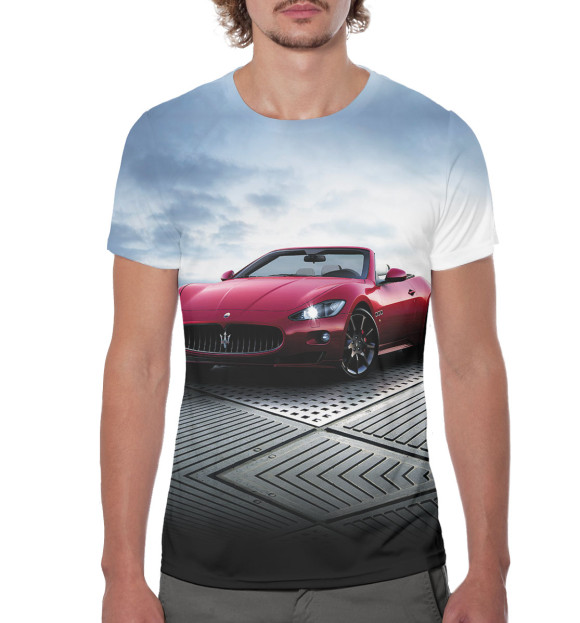 Мужская футболка с изображением Maserati цвета Белый