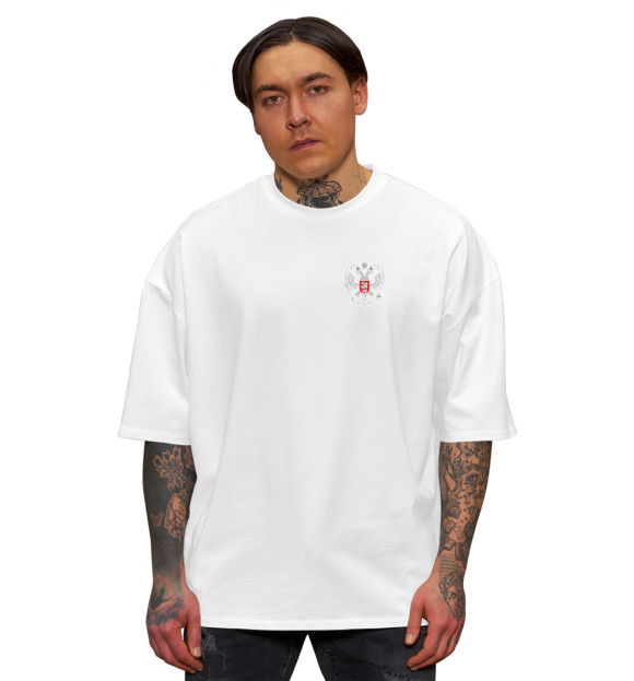 Мужская футболка оверсайз с изображением Камуфляж с гербом цвета Белый