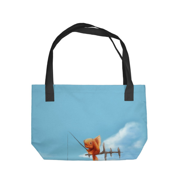 Пляжная сумка с изображением Рыба рыбачит цвета 