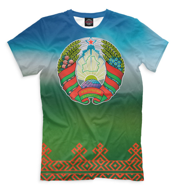 Мужская футболка с изображением Беларусь цвета Молочно-белый