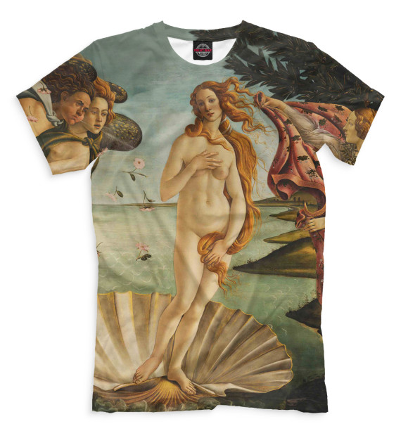 Мужская футболка с изображением Рождение Венеры цвета Молочно-белый