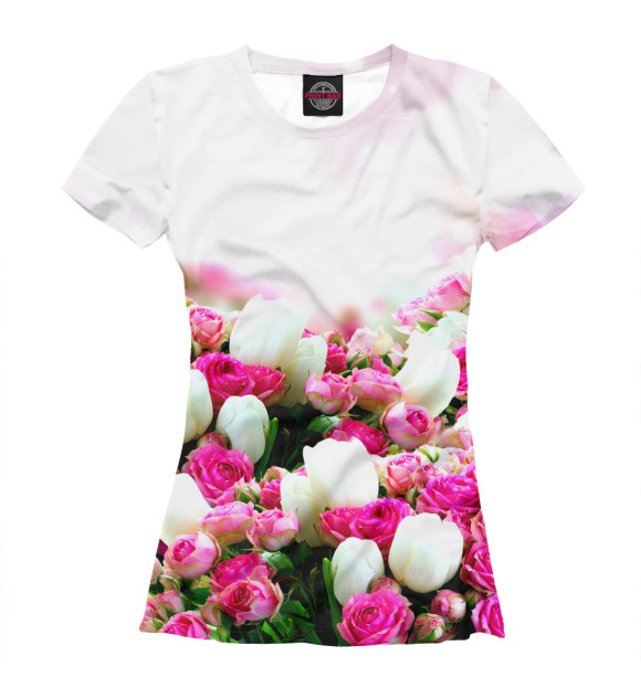 Женская футболка с изображением Аллея роз цвета Белый