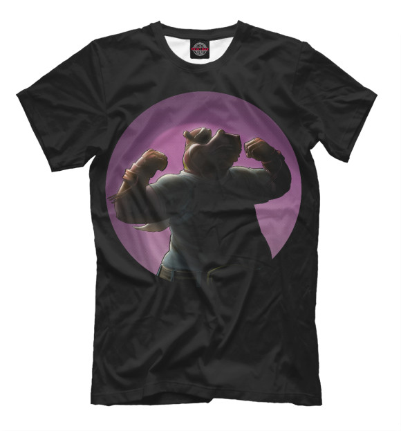 Мужская футболка с изображением Бегемот цвета Черный
