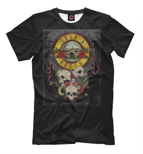 Мужская футболка с изображением Guns N’ Roses band цвета Черный