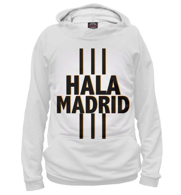 Худи для мальчика с изображением Hala Madrid цвета Белый