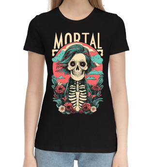 Женская хлопковая футболка Mortal скелет