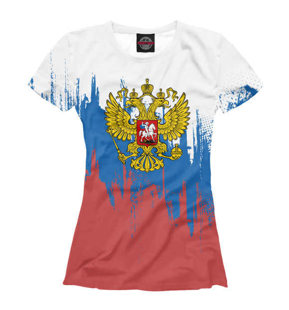 Женская футболка с изображением Герб РФ цвета Белый