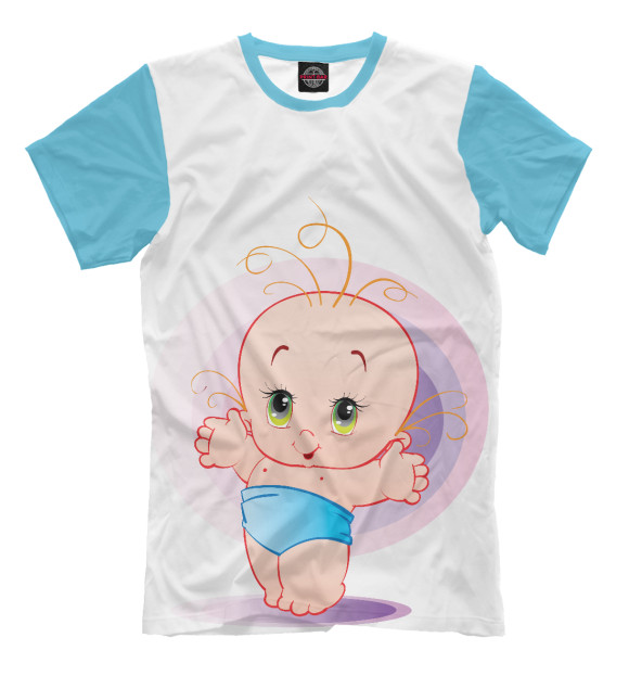 Мужская футболка с изображением Младенец цвета Молочно-белый