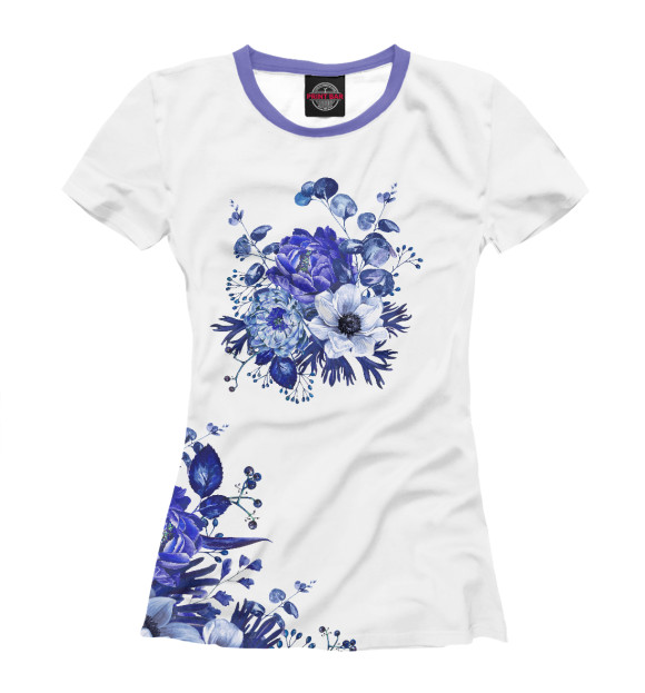Женская футболка с изображением Blue Flowers цвета Белый