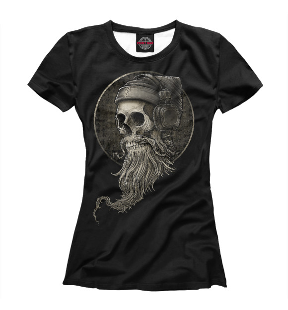 Женская футболка с изображением Диджей Skull цвета Белый