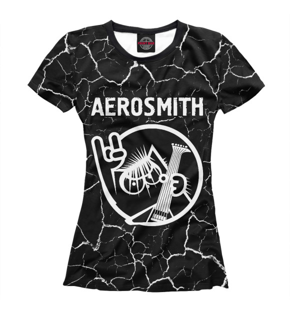 Женская футболка с изображением Aerosmith / Кот цвета Белый