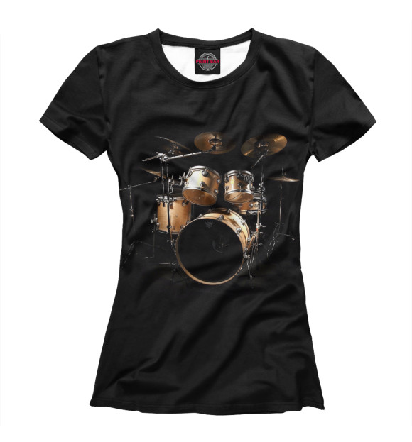 Женская футболка с изображением Барабаны цвета Белый