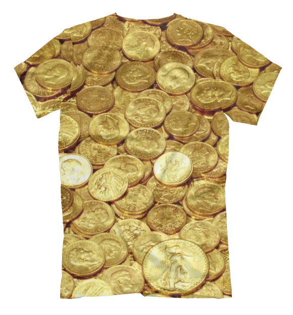 Мужская футболка с изображением Золотые монеты цвета Белый