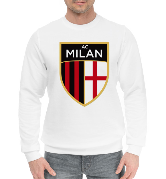 Мужской хлопковый свитшот с изображением AC Milan цвета Белый