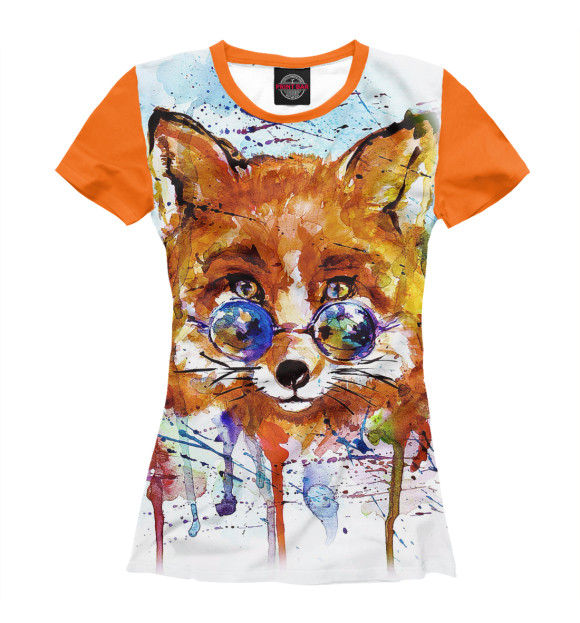 Женская футболка с изображением Яркая лисица цвета Белый