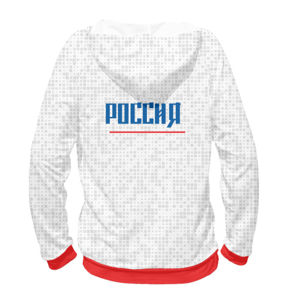 Мужское худи с изображением Форма сборной России с гербом цвета Белый