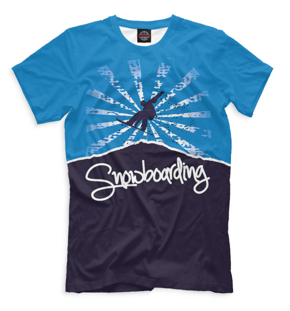 Мужская футболка с изображением Сноубординг цвета Грязно-голубой
