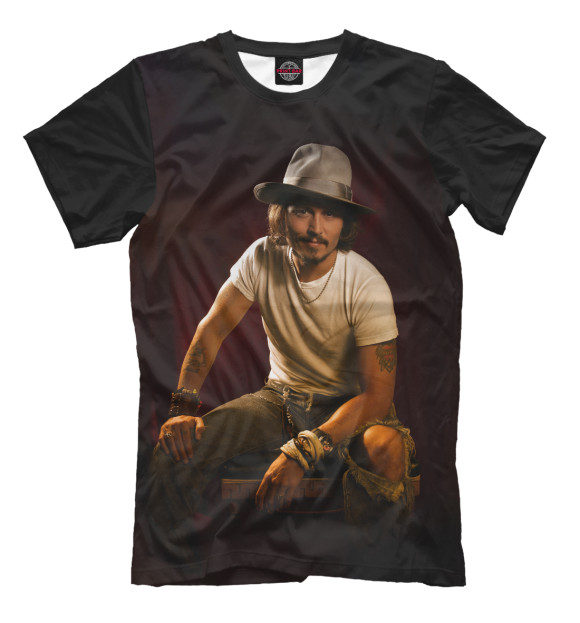 Мужская футболка с изображением Джонни Депп цвета Черный