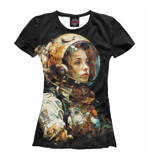 Женская футболка с изображением Космическая туристка цвета Белый