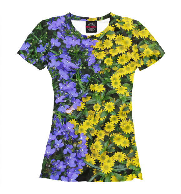 Женская футболка с изображением Цветочный сад цвета Белый