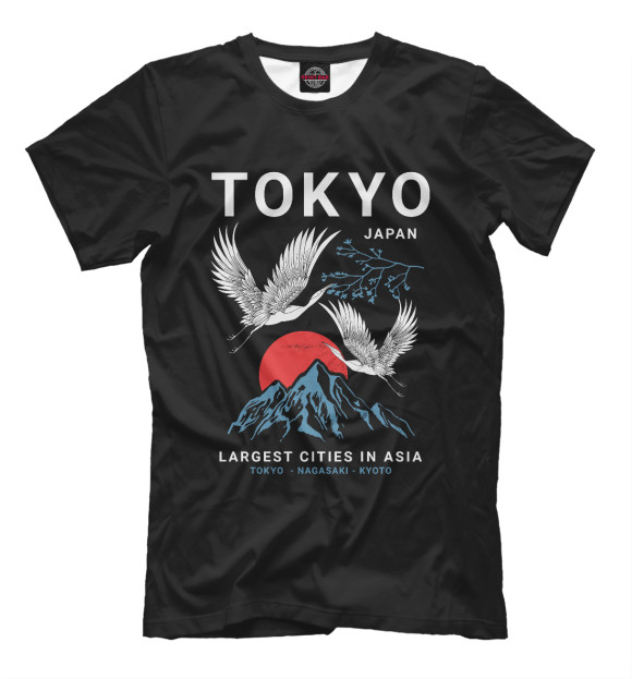 Мужская футболка с изображением Tokyo цвета Черный