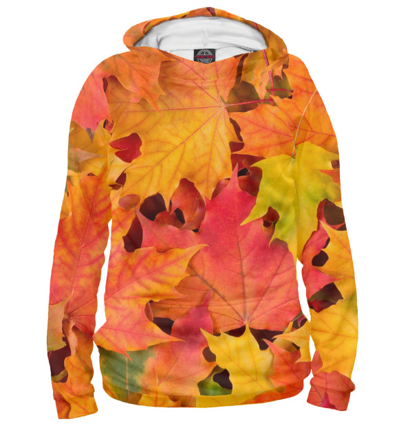 Худи для девочки с изображением Осенние листья цвета Белый