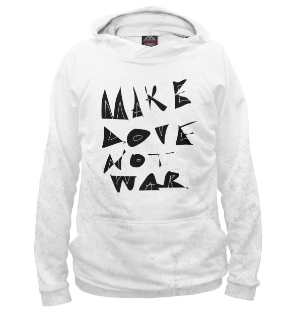 Мужское худи с изображением Make Love Not War цвета Белый