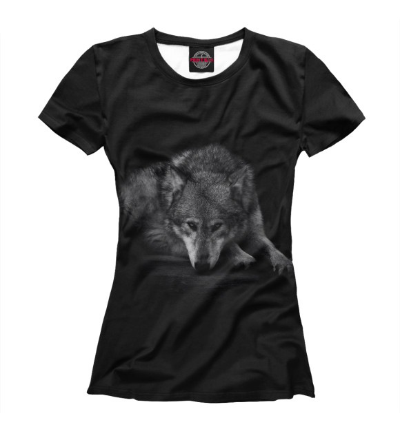 Женская футболка с изображением волк цвета Белый