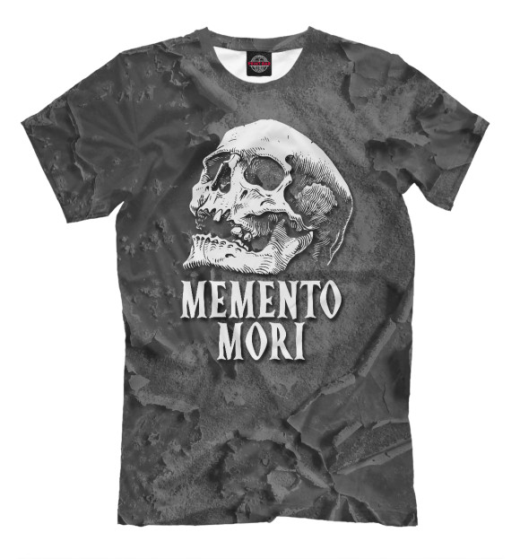 Мужская футболка с изображением Memento mori цвета Серый