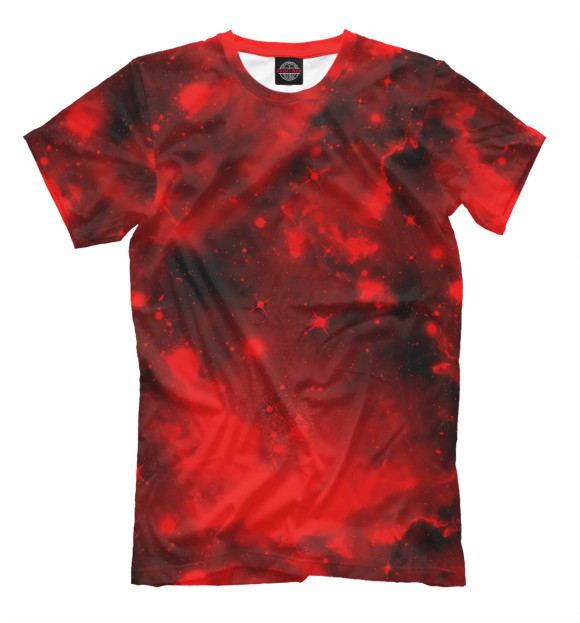 Мужская футболка с изображением Красный космос цвета Темно-бордовый