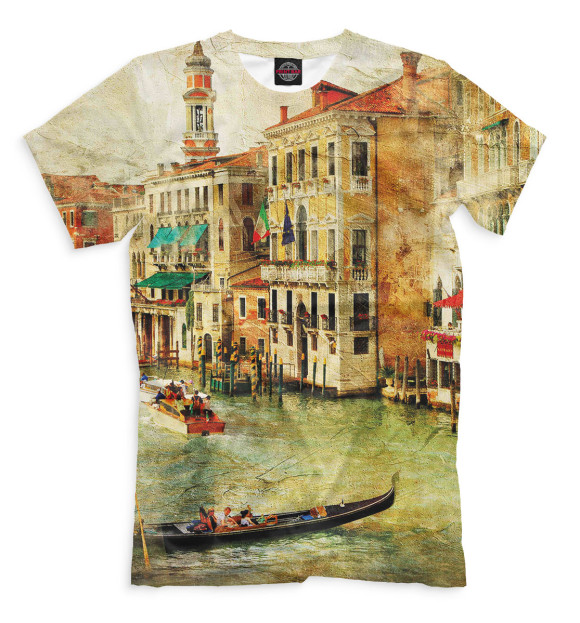 Мужская футболка с изображением Венеция цвета Молочно-белый