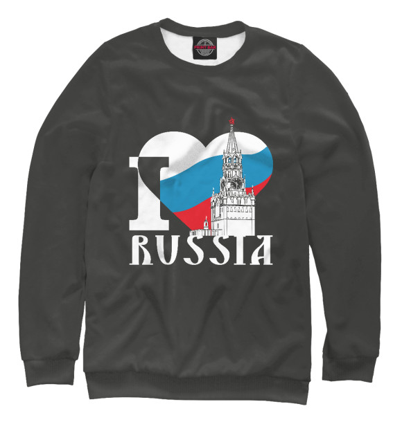 Женский свитшот с изображением Я люблю Россию цвета Белый