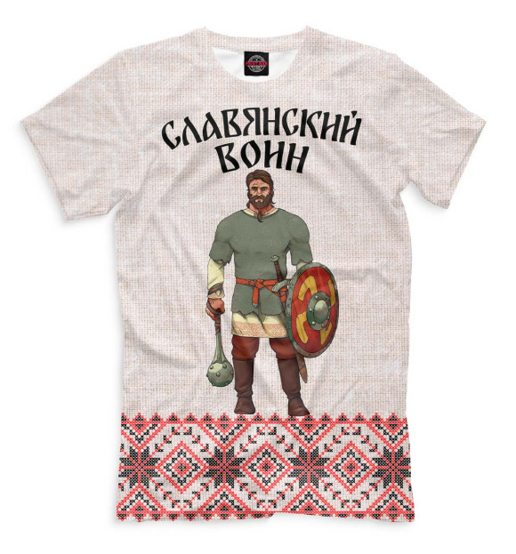 Мужская футболка с изображением Славянский воин цвета Белый