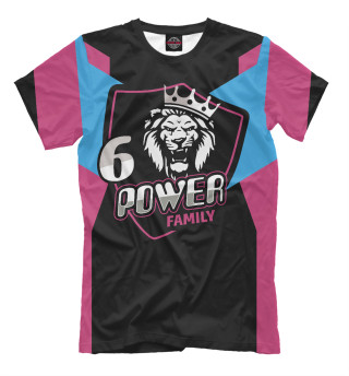 Футболка для мальчиков 6 power family на розовом фоне