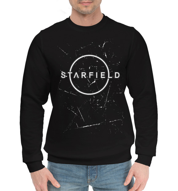 Мужской хлопковый свитшот с изображением Starfield - Grunge цвета Черный