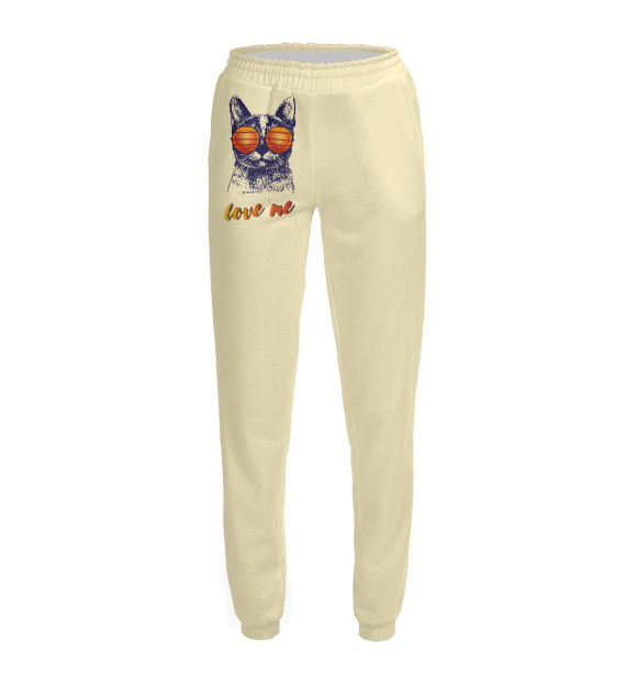 Женские спортивные штаны с изображением Cat Love me цвета Белый