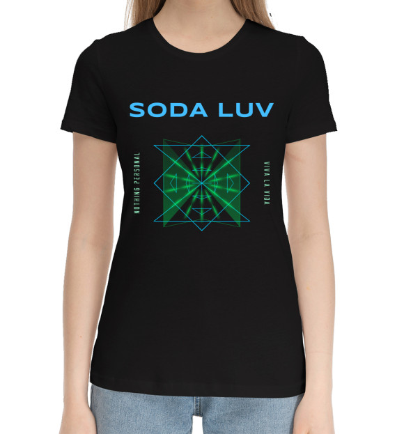 Женская хлопковая футболка с изображением Soda Luv цвета Черный
