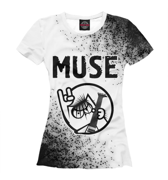 Женская футболка с изображением Muse + Кот цвета Белый