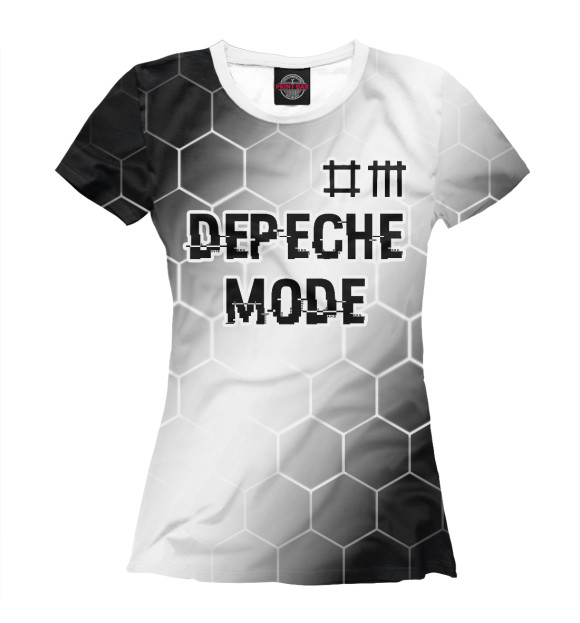 Женская футболка с изображением Depeche Mode Glitch Light (градиент) цвета Белый