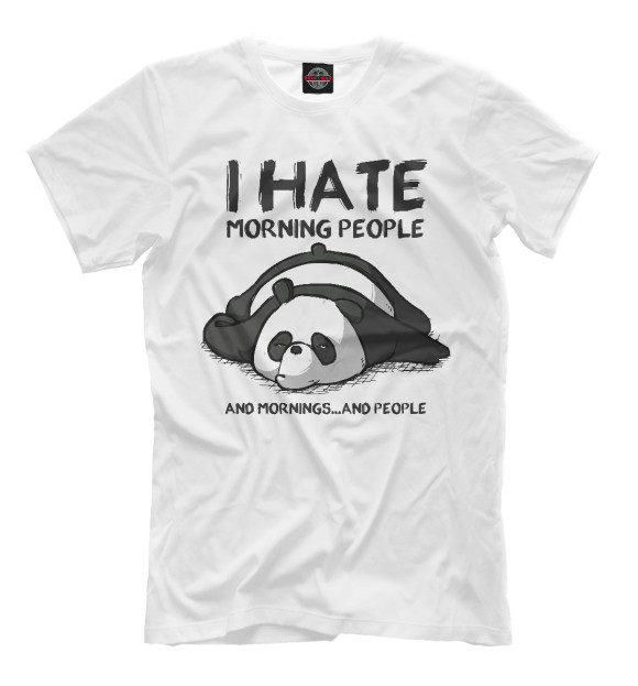 Мужская футболка с изображением Утренняя панда цвета Белый