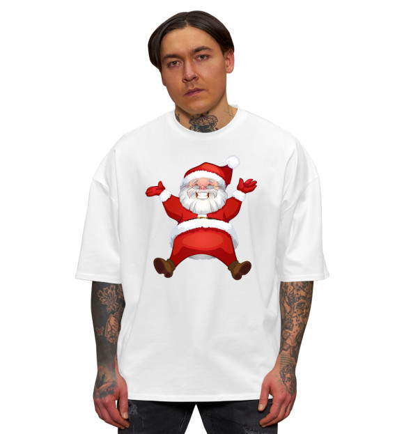 Мужская футболка оверсайз с изображением Санта в золоте цвета Белый
