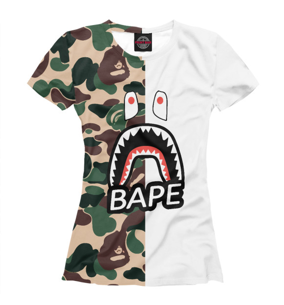 Женская футболка с изображением BAPE цвета Белый