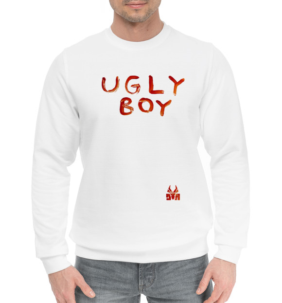 Мужской хлопковый свитшот с изображением Ugly Boy цвета Белый