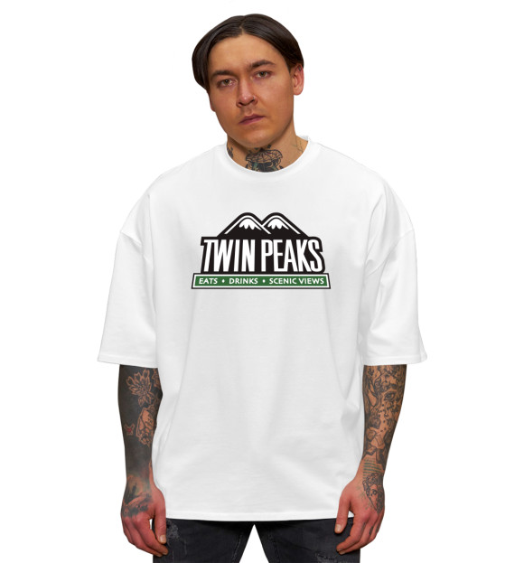 Мужская футболка оверсайз с изображением Twin Peaks цвета Белый