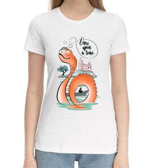 Хлопковая футболка для девочек Сказочный морской змей