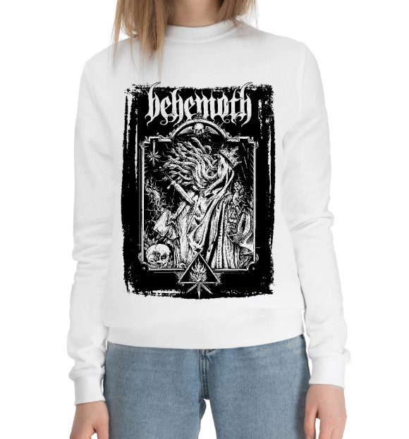 Женский хлопковый свитшот с изображением Behemoth цвета Белый