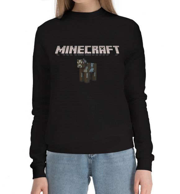 Женский хлопковый свитшот с изображением Minecraft цвета Черный