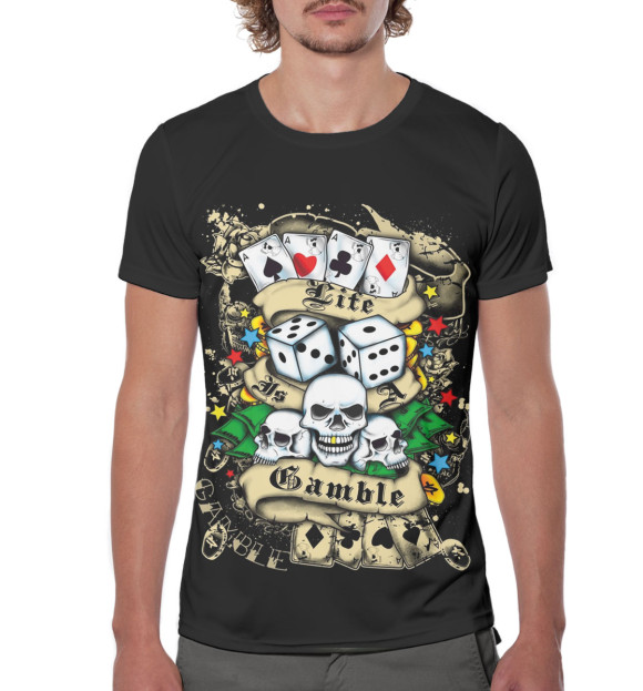 Мужская футболка с изображением Покер цвета Белый