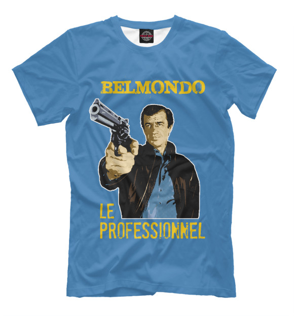 Мужская футболка с изображением Бельмондо цвета Грязно-голубой